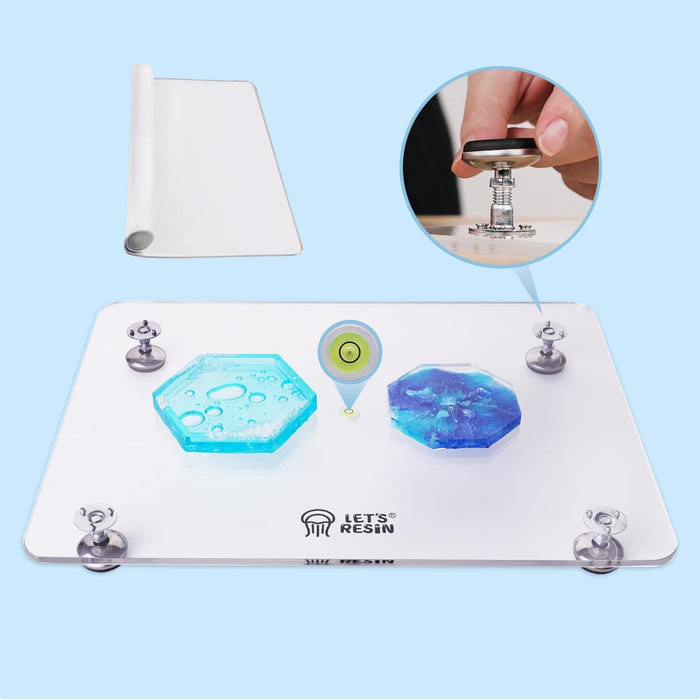 Adjustable Resin Leveling Table with Silicone Mat - 16''x 12''
