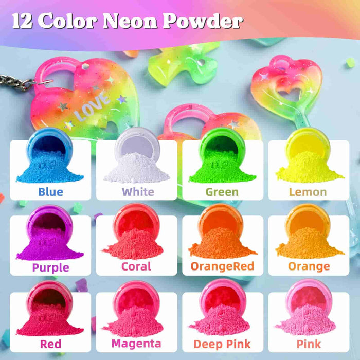 Fluorescent Pigment Powder - 12 Colors