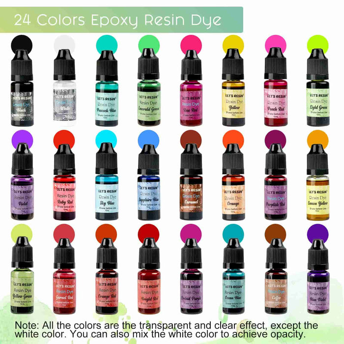 Translucent Liquid Resin Dye - 24 color/each 0.35oz
