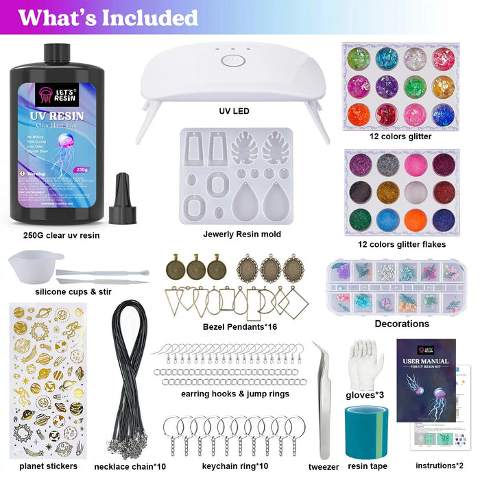 UV Resin Kit with Light, Keychain, Jewelry Making Kit