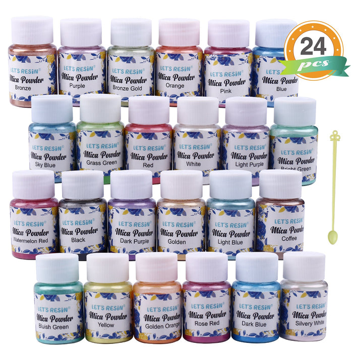 Mica Powder 24 Colors 10g/0.35oz UV Epoxy Resin Pigment Pearl