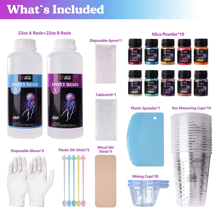 44OZ Resin Kit with Cups, Pigment Powder